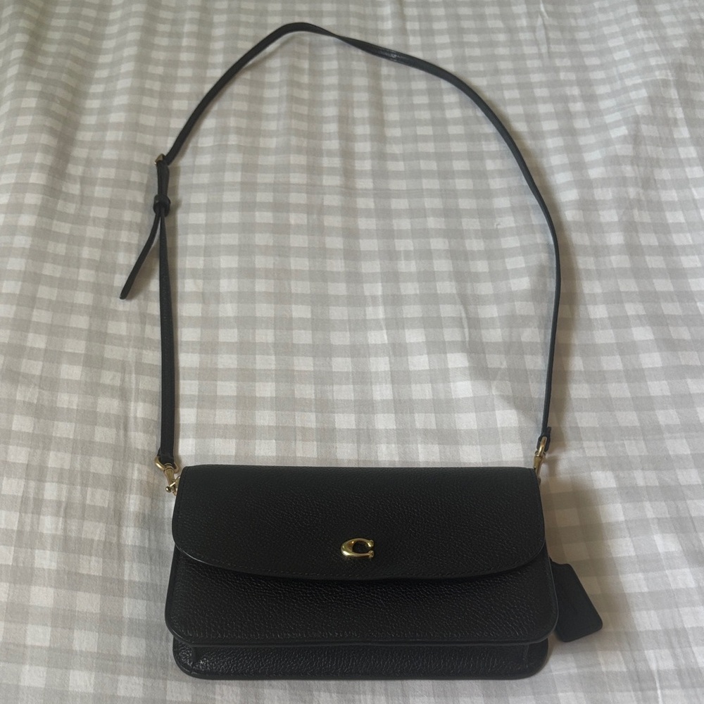 Coach Black Crossbody Bag with Gold Accent pebble Hayden crossbody